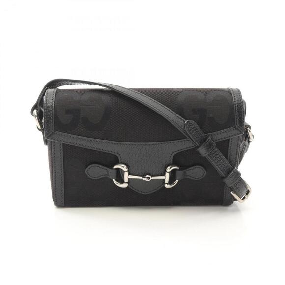 GUCCI Black Leather Horsebit Shoulder Bag - Picture 1 of 10
